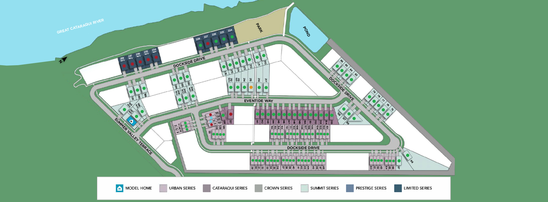 A map of the lots at Riverview Shores.