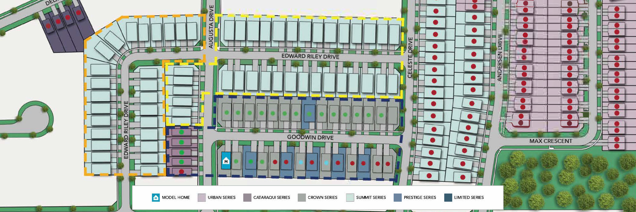 A map of the Trails Edge community showing lot placement.
