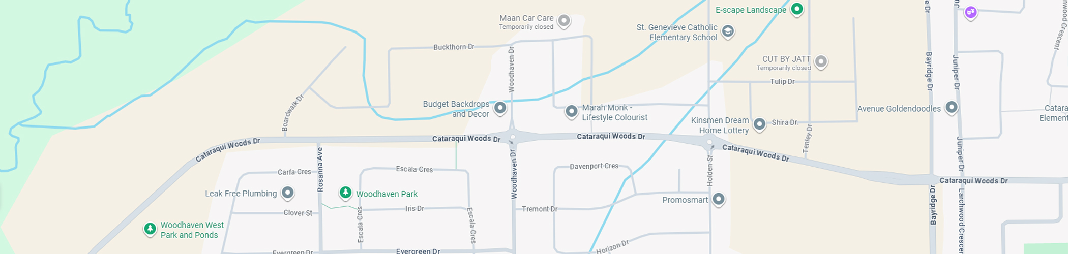 A map of the Woodhaven community.