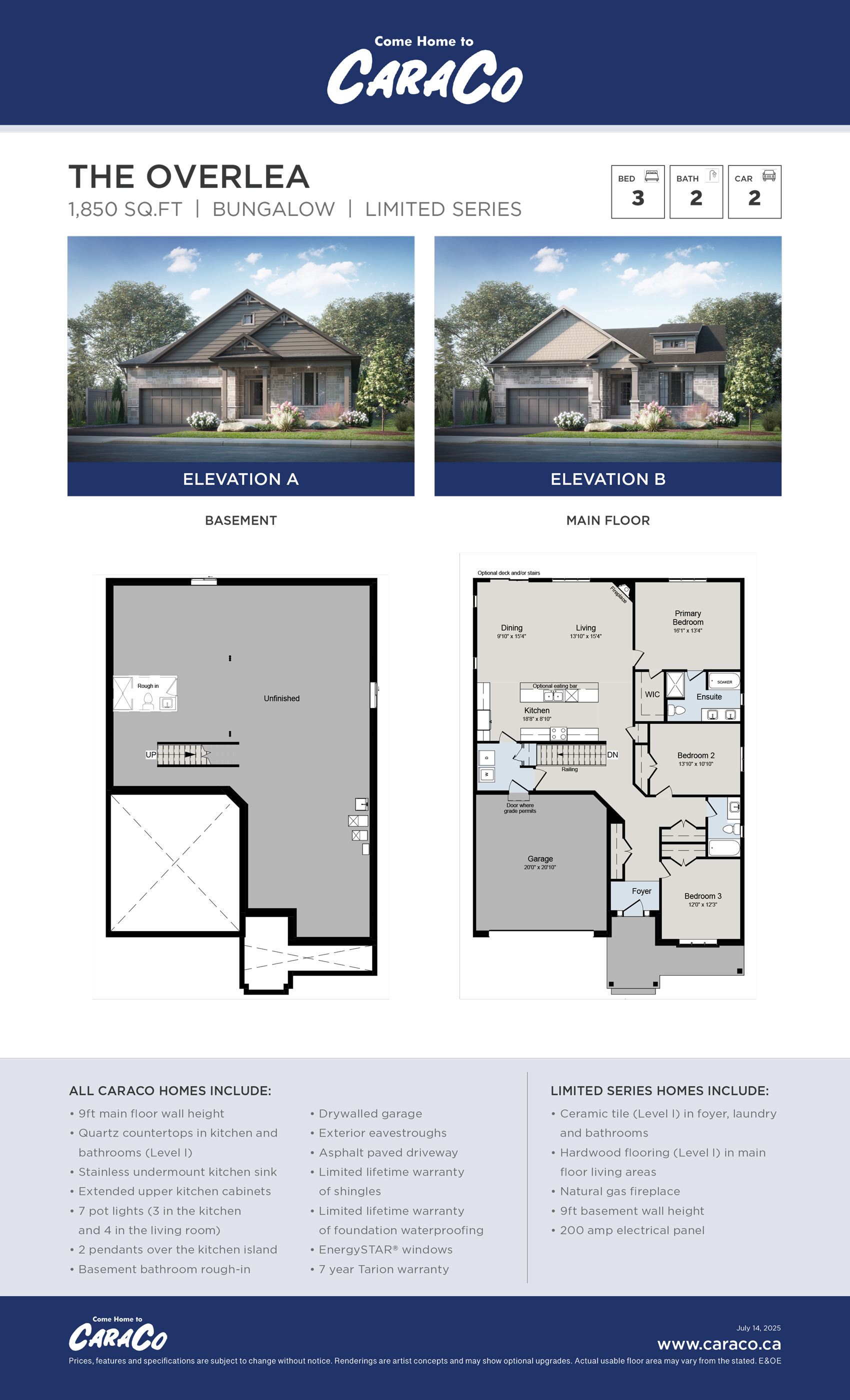 An overview of the Overlea floor plan.