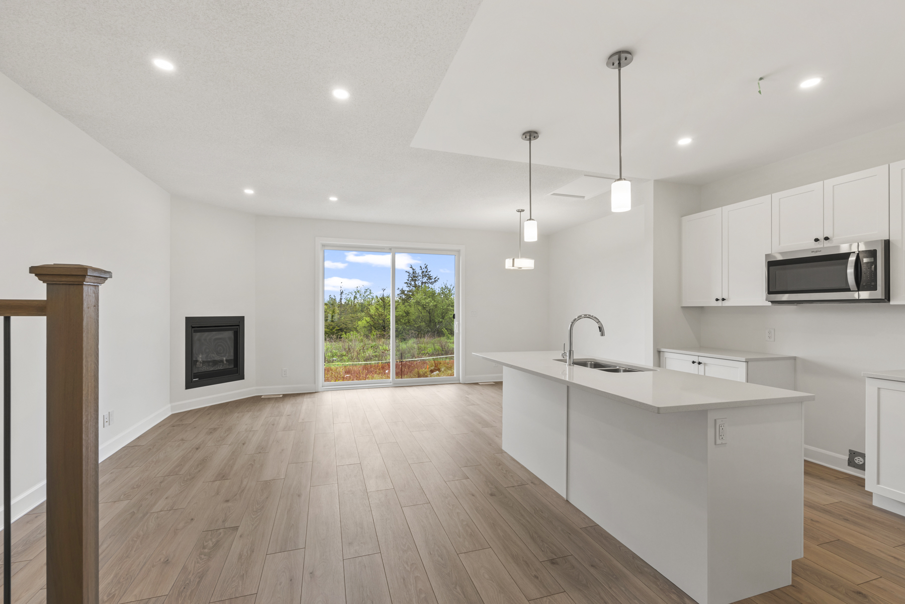 Open concept kitchen, living room and dining room