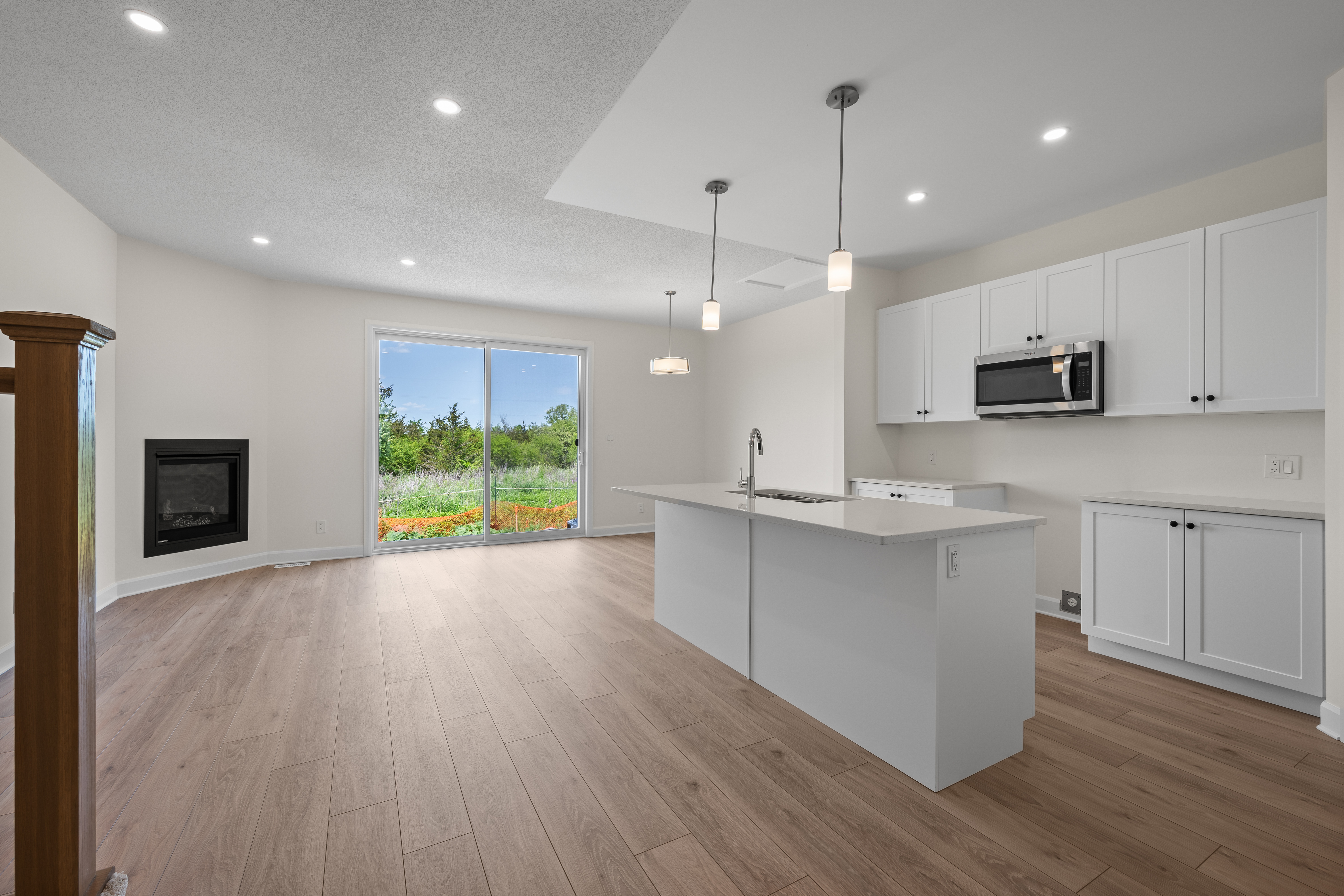 Open concept kitchen, living room and dining room