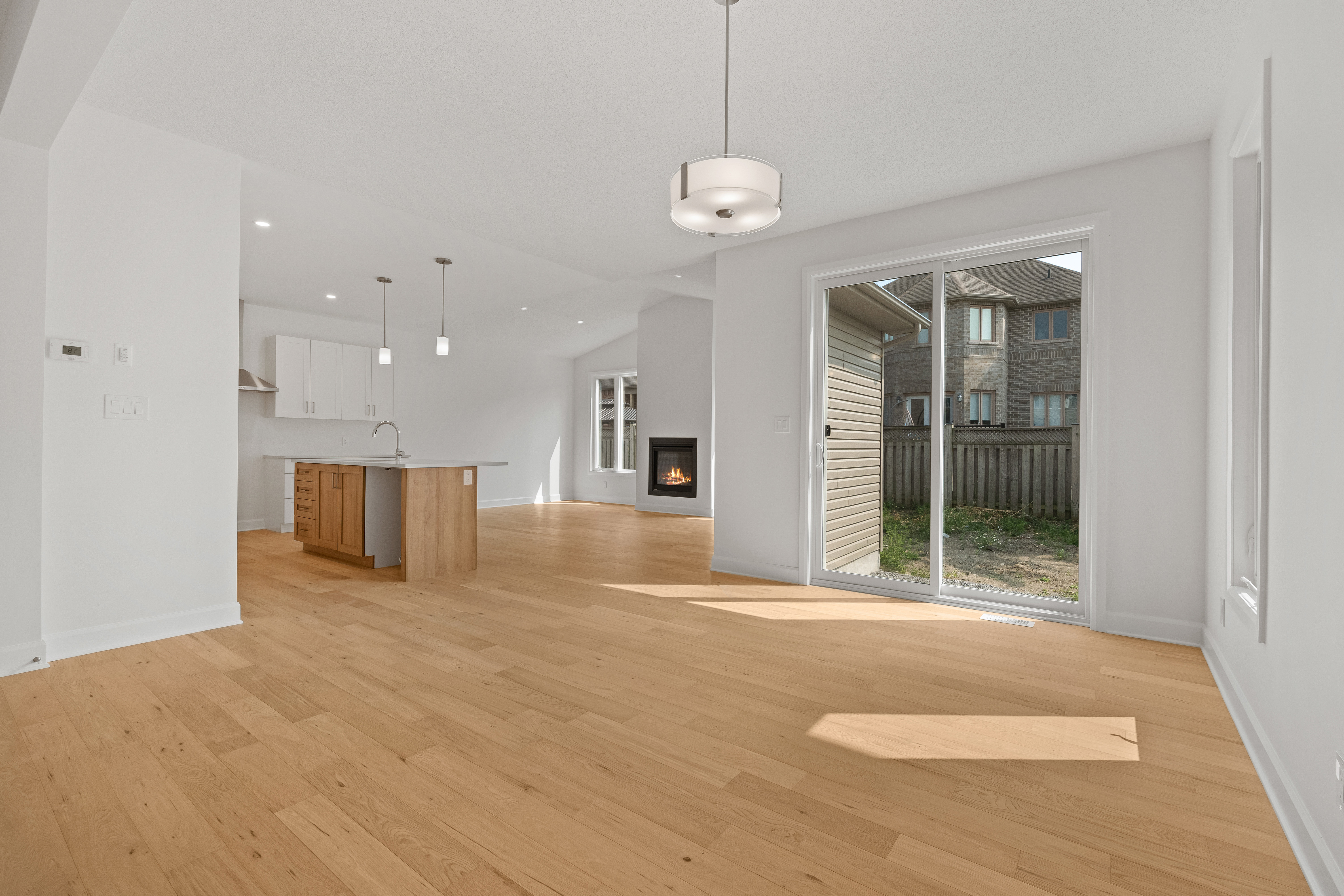 Open concept kitchen, living room and dining room