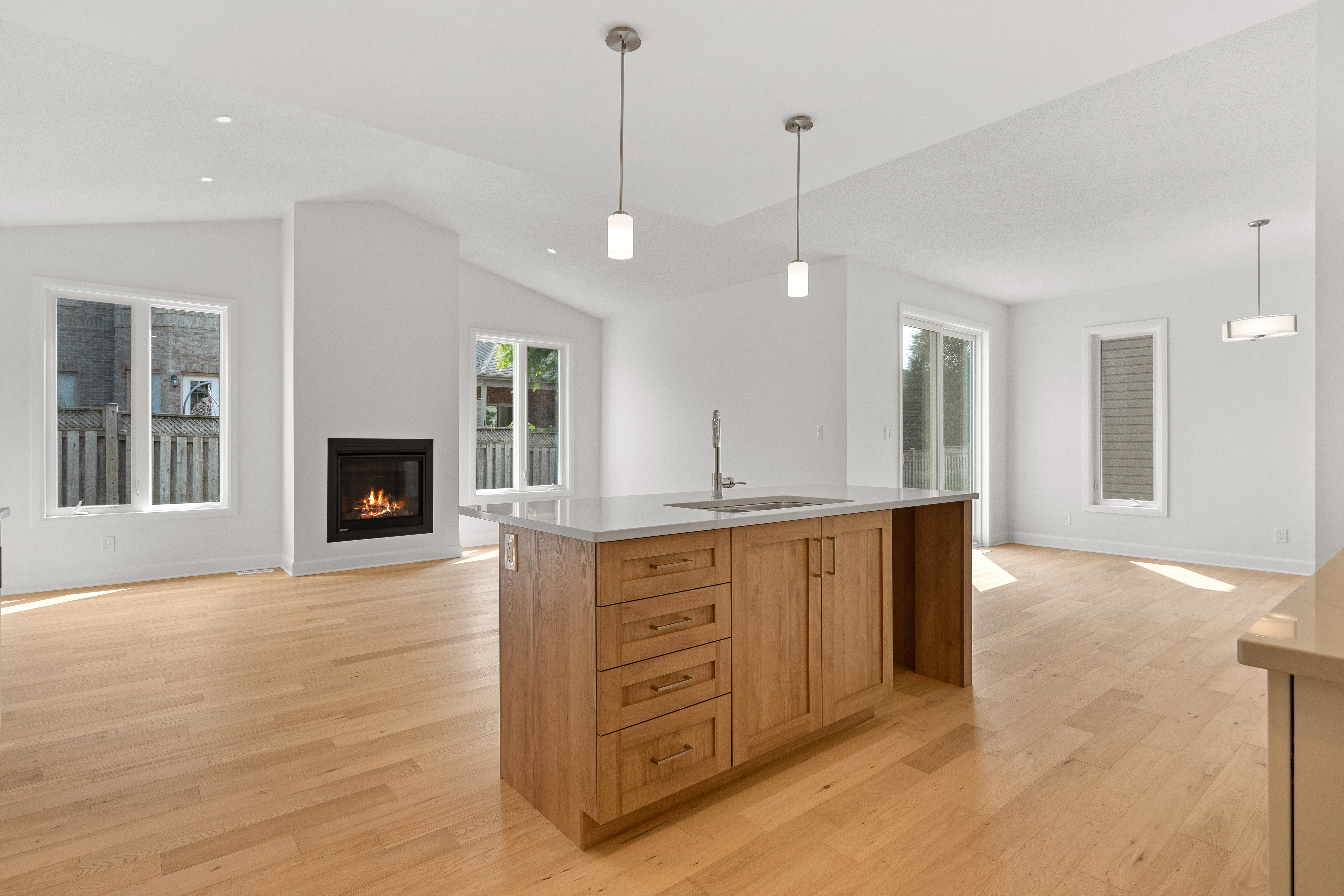 Open concept kitchen, living room