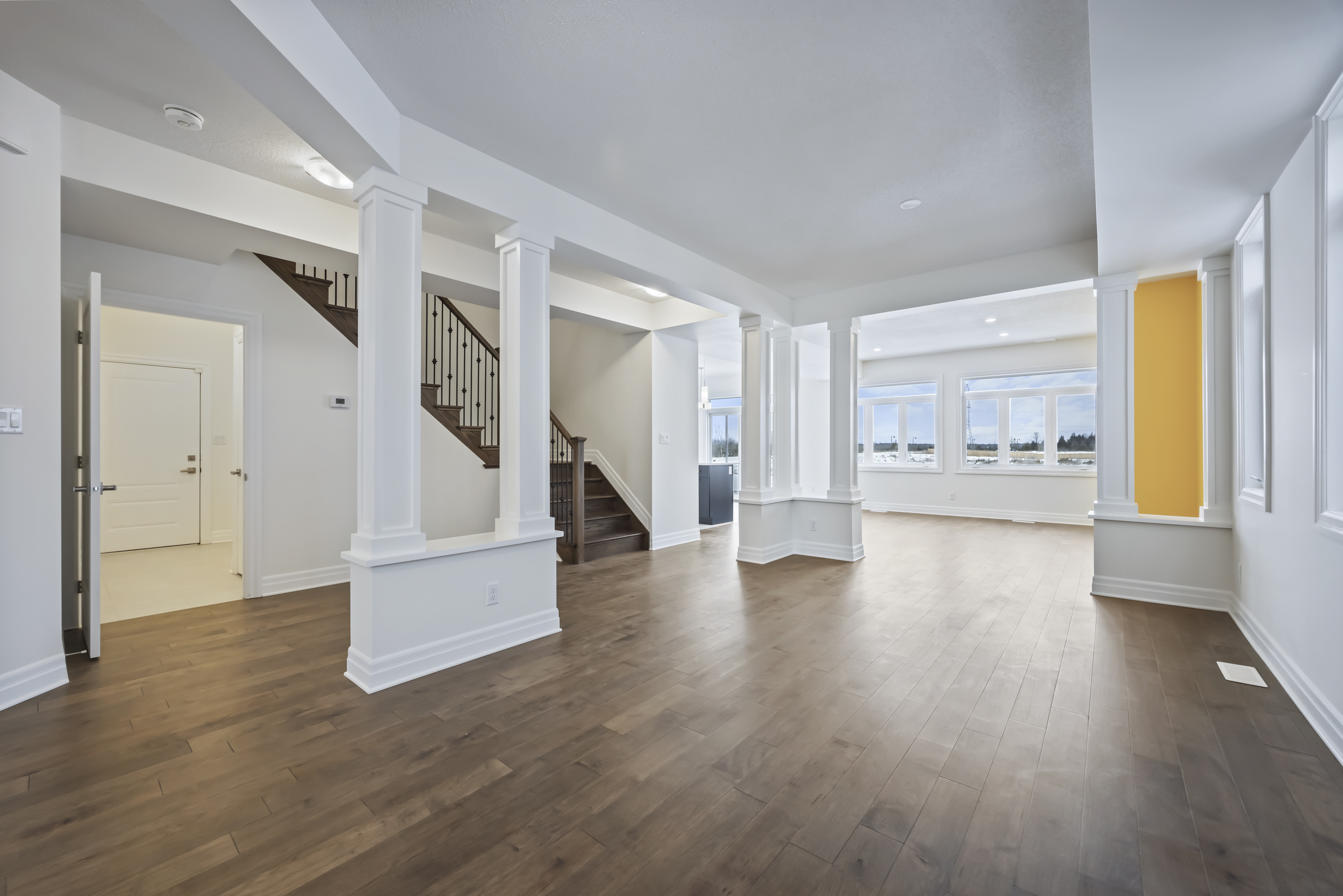Open concept kitchen, living room and dining room