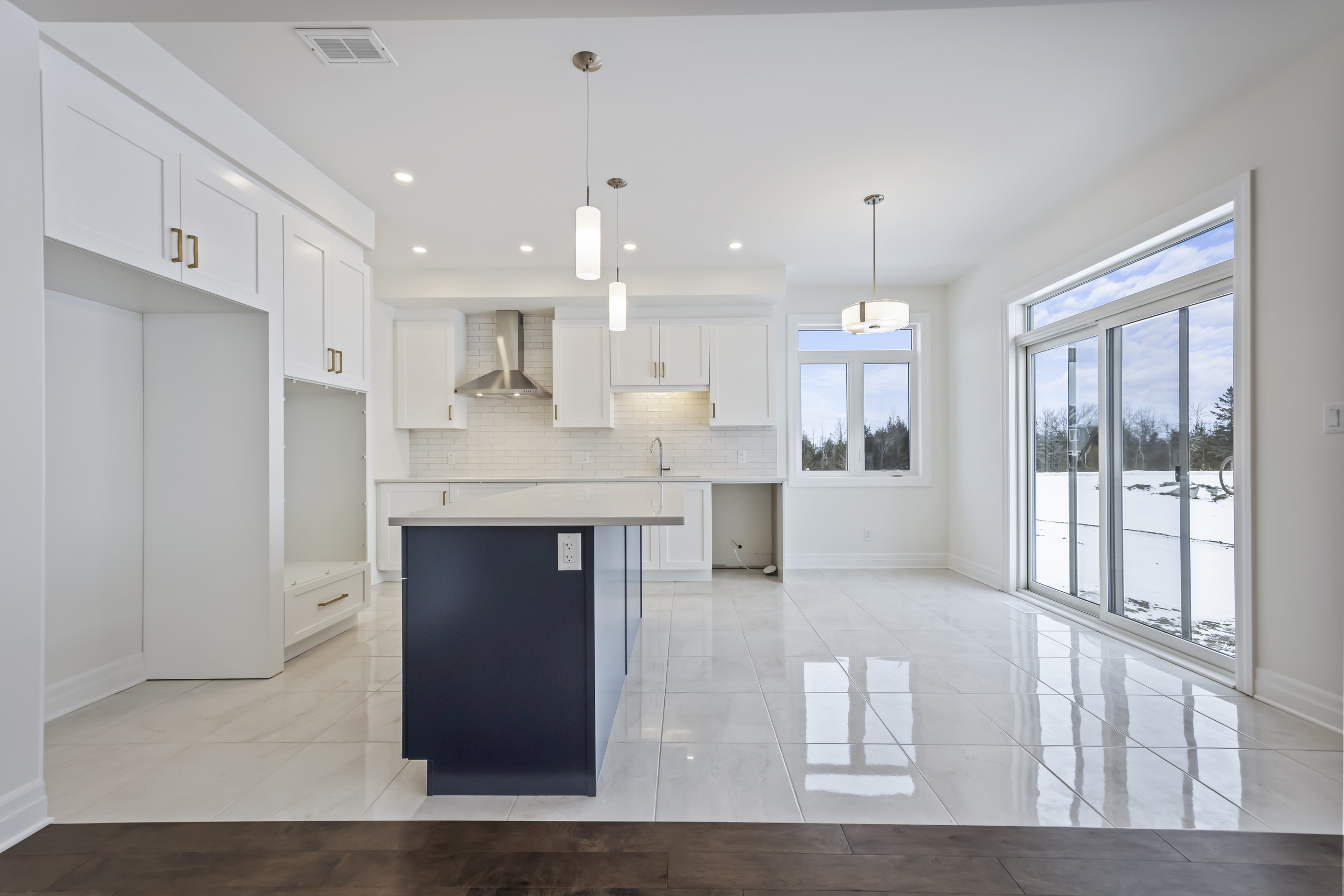 Open concept kitchen, living room and dining room