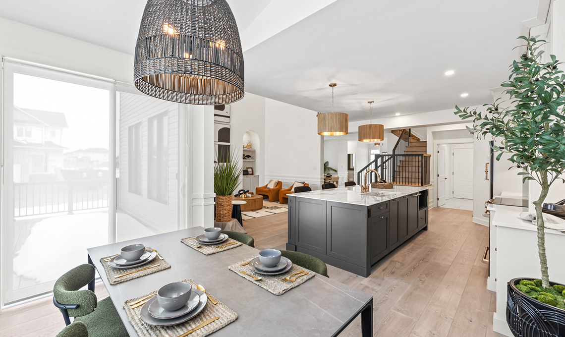 Open concept kitchen, living room
