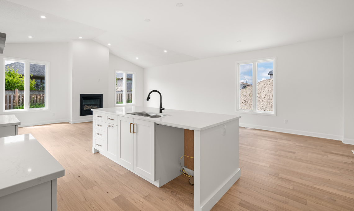 Open concept kitchen, living room and dining room