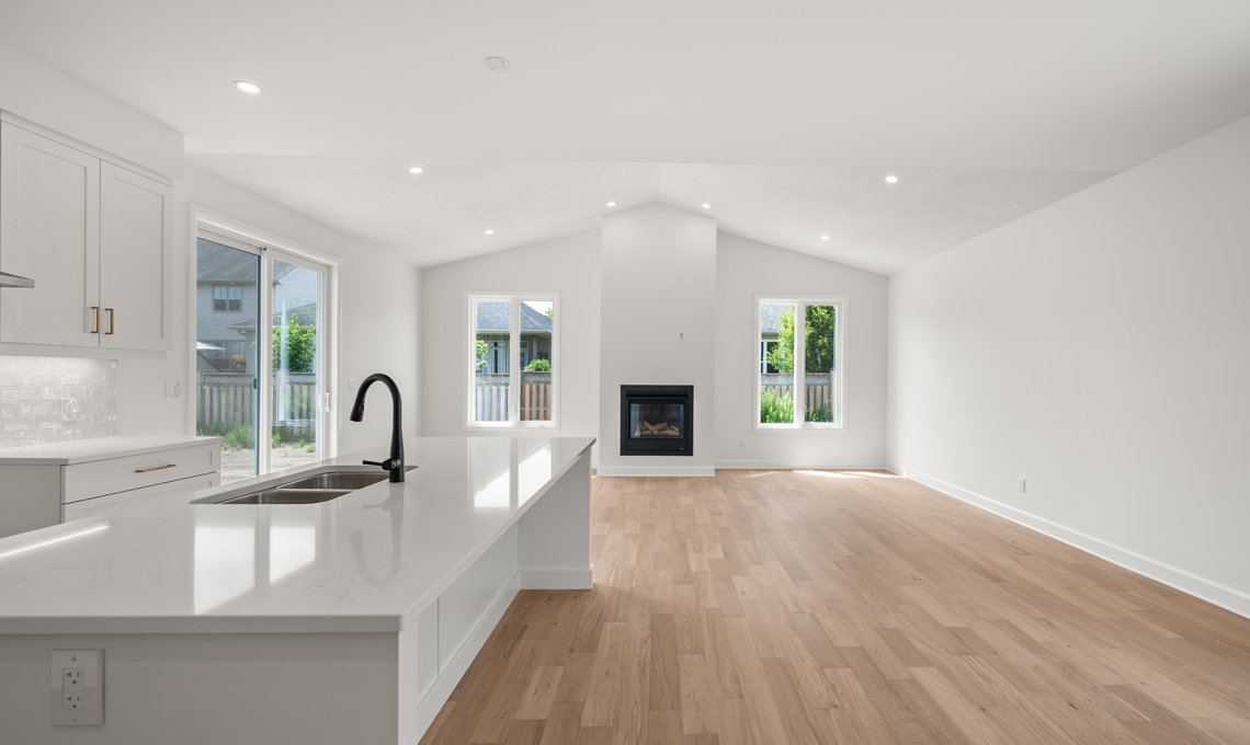 Open concept kitchen, living room and dining room